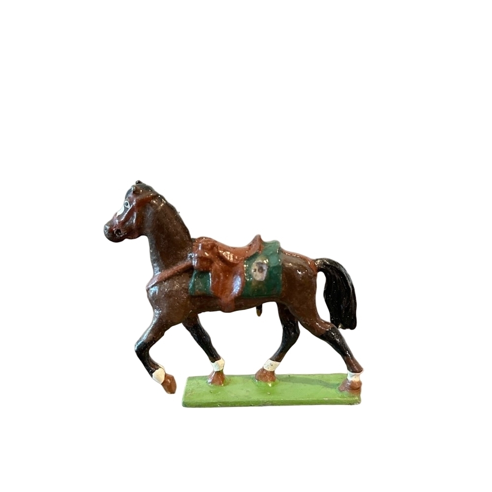 Vintage Hand Painted Metal Toy Horse with Saddle